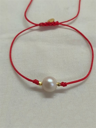 Stine A Big Pearl Berrie Bracelet - Red Ribbon